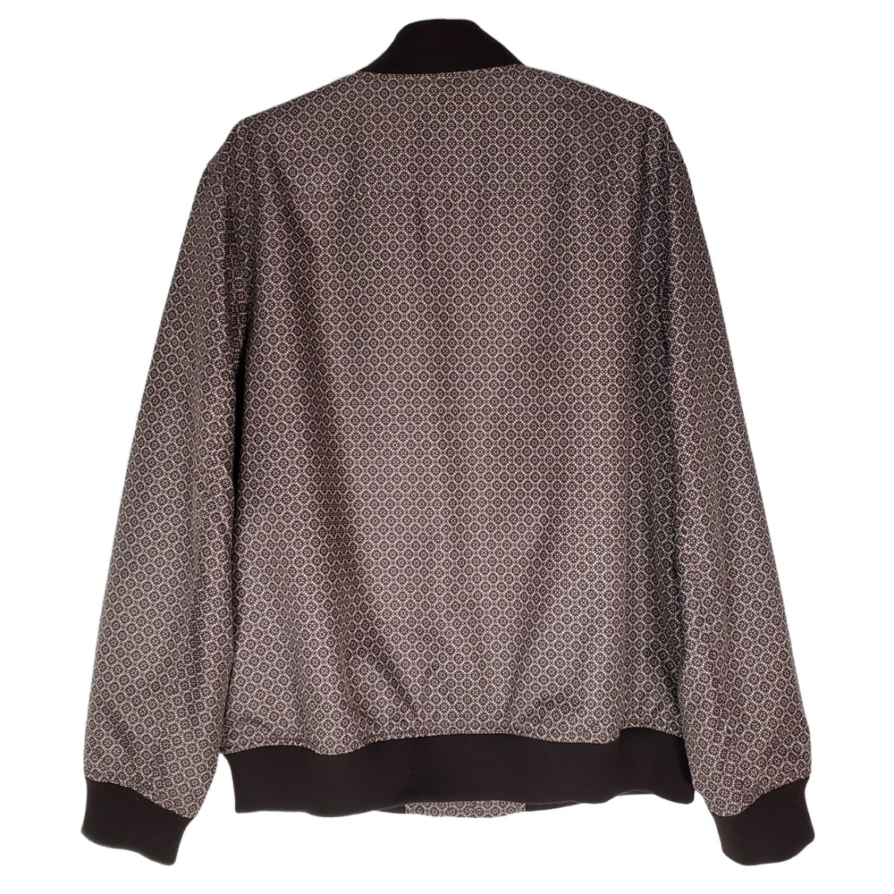 Tasso Elba Bomber Geometric Pattern Full Zip Jacket Brown White Mens Large - Picture 4 of 13